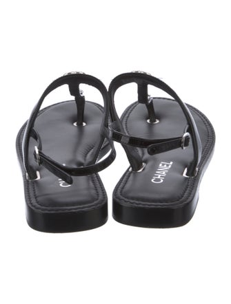 Chanel 2022 Interlocking CC Logo T-Strap Sandals