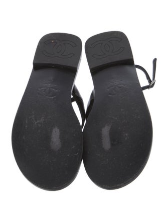 Chanel 2022 Interlocking CC Logo T-Strap Sandals