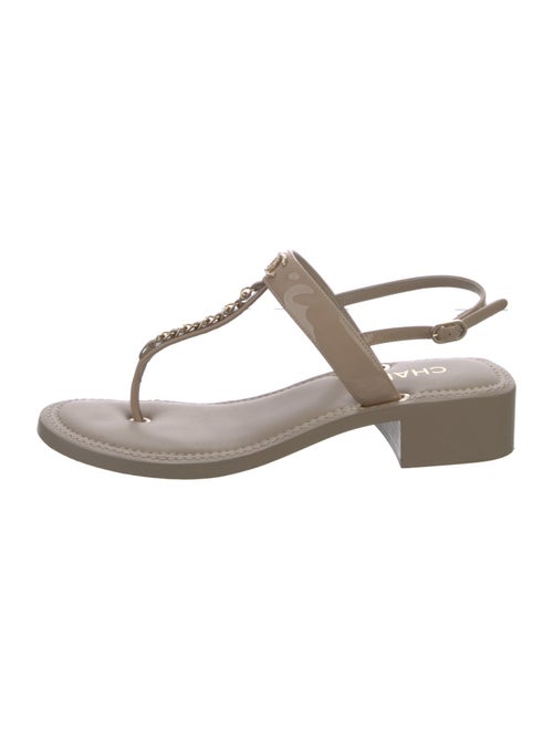 Chanel 2022 Interlocking CC Logo T-Strap Sandals