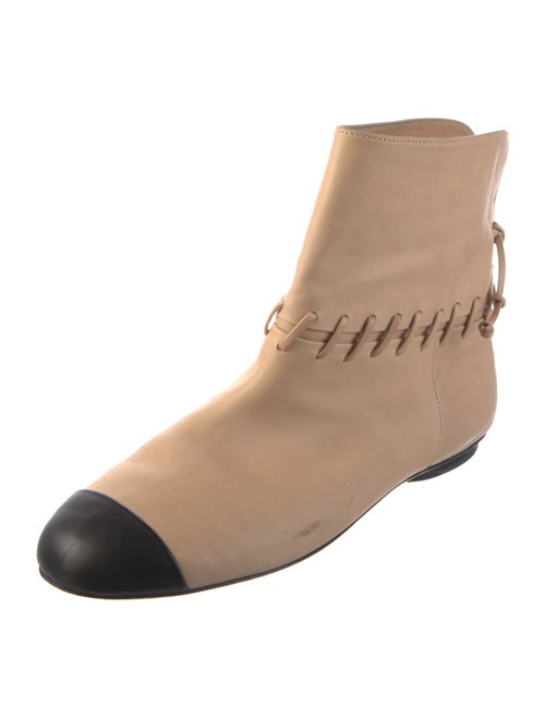 Chanel Interlocking CC Logo Lambskin Lace-Up Boots