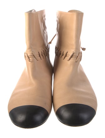 Chanel Interlocking CC Logo Lambskin Lace-Up Boots