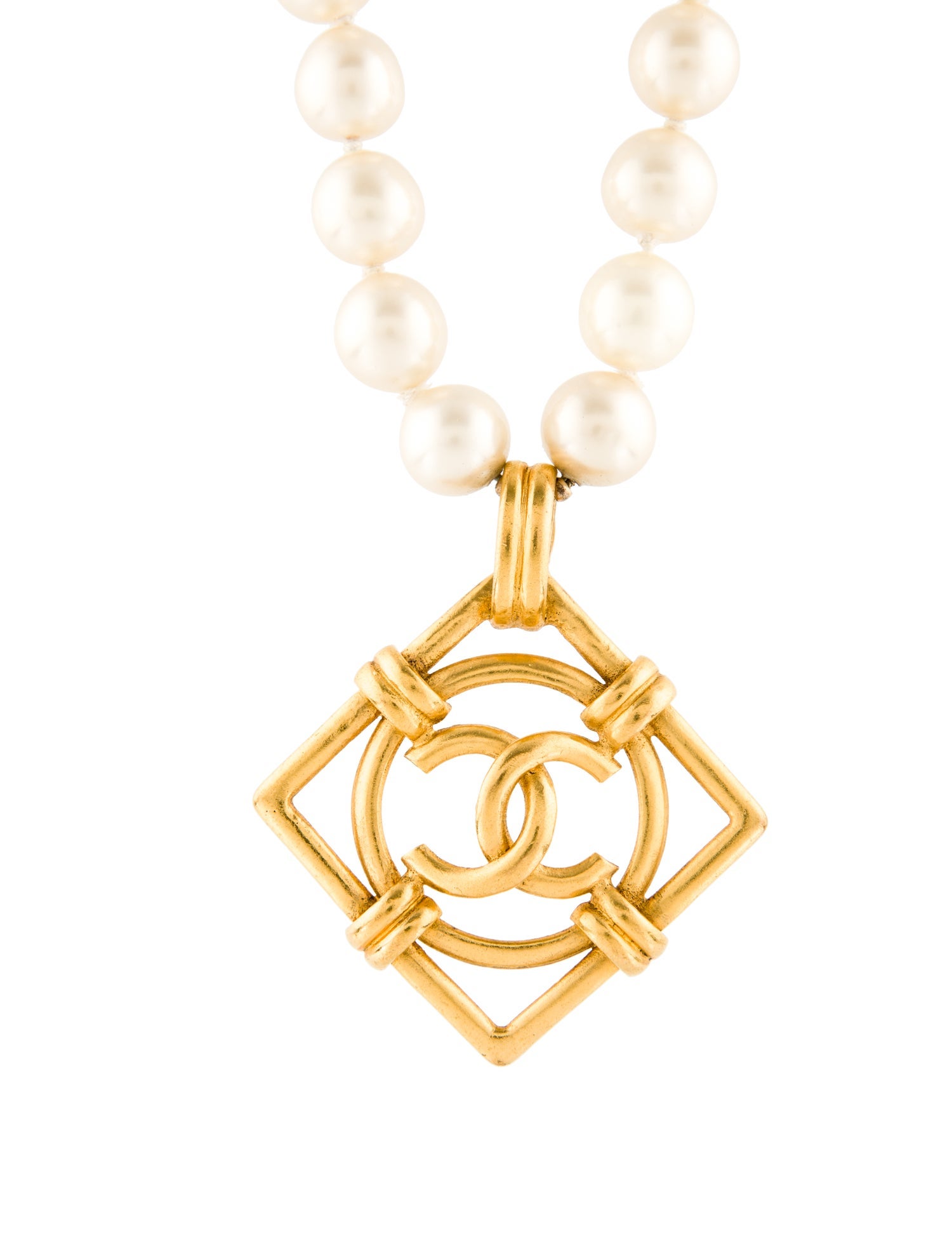 Chanel Vintage Faux Pearl CC Necklace