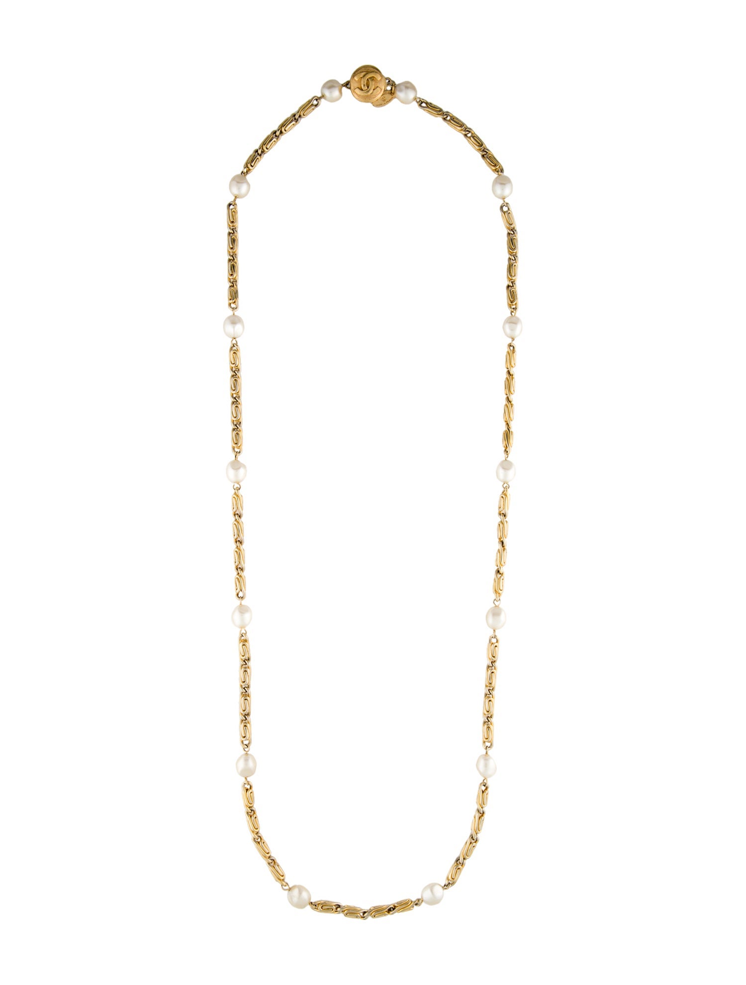 Chanel Vintage Faux Pearl Station Necklace