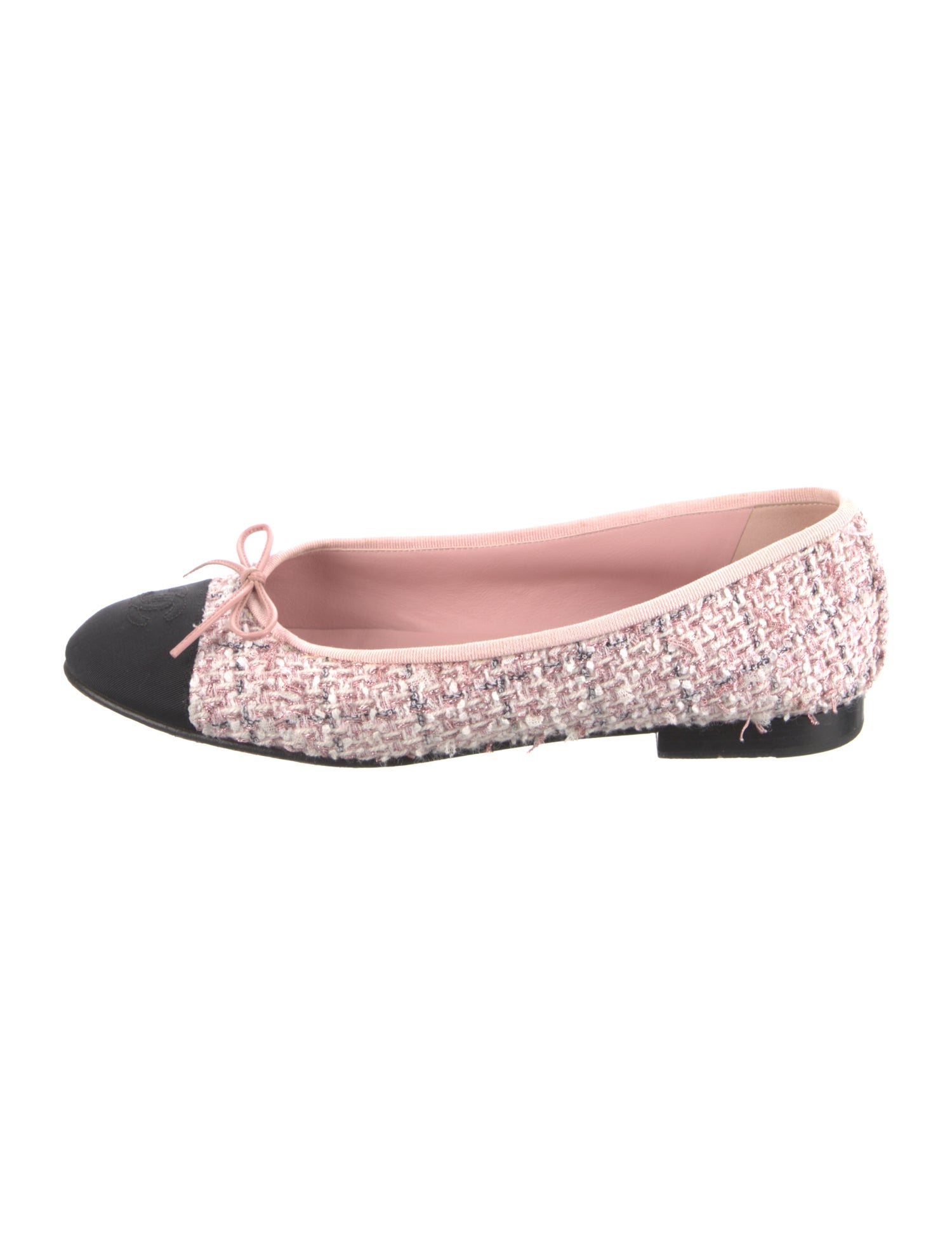 Chanel Interlocking CC Logo Tweed Flats