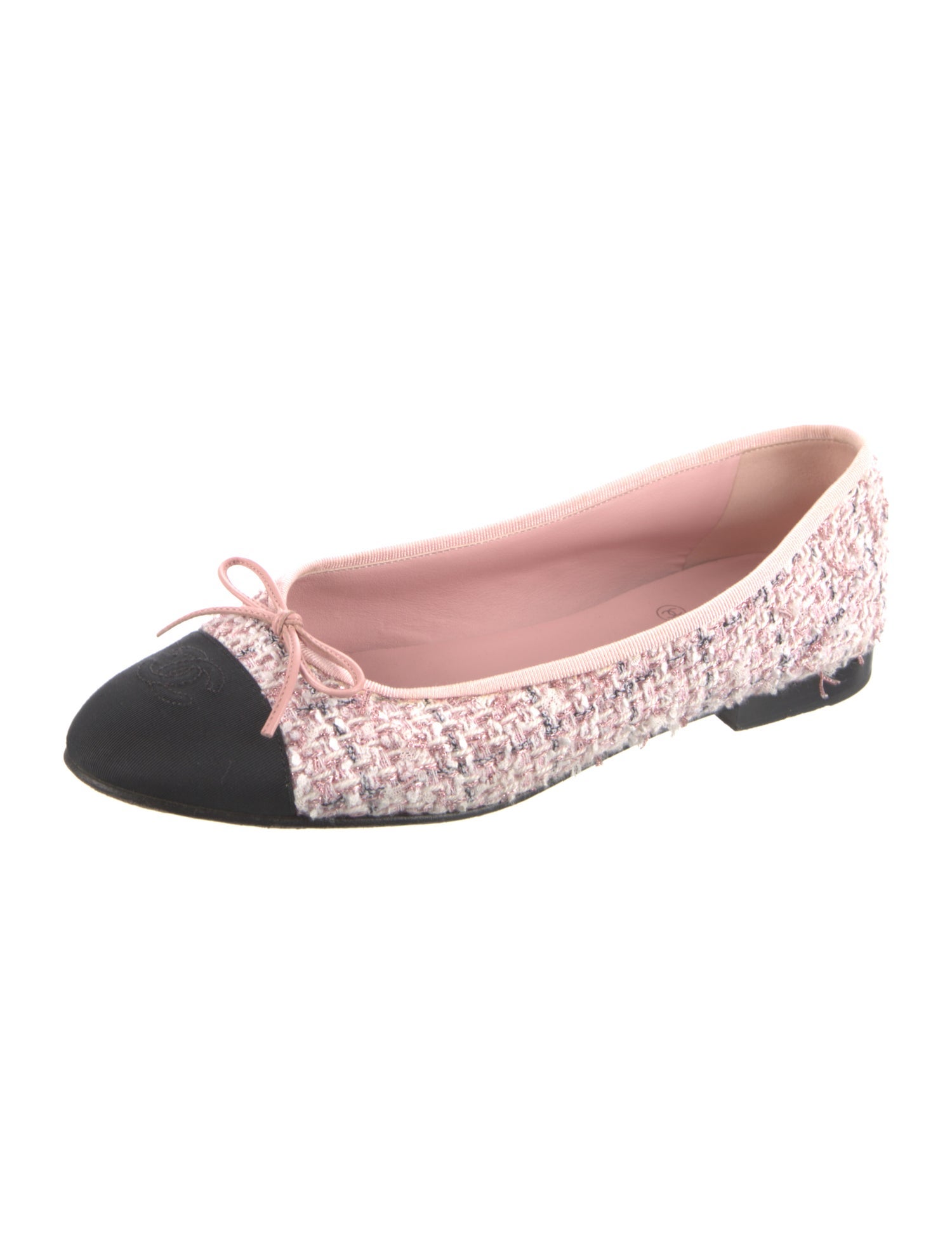 Chanel Interlocking CC Logo Tweed Flats