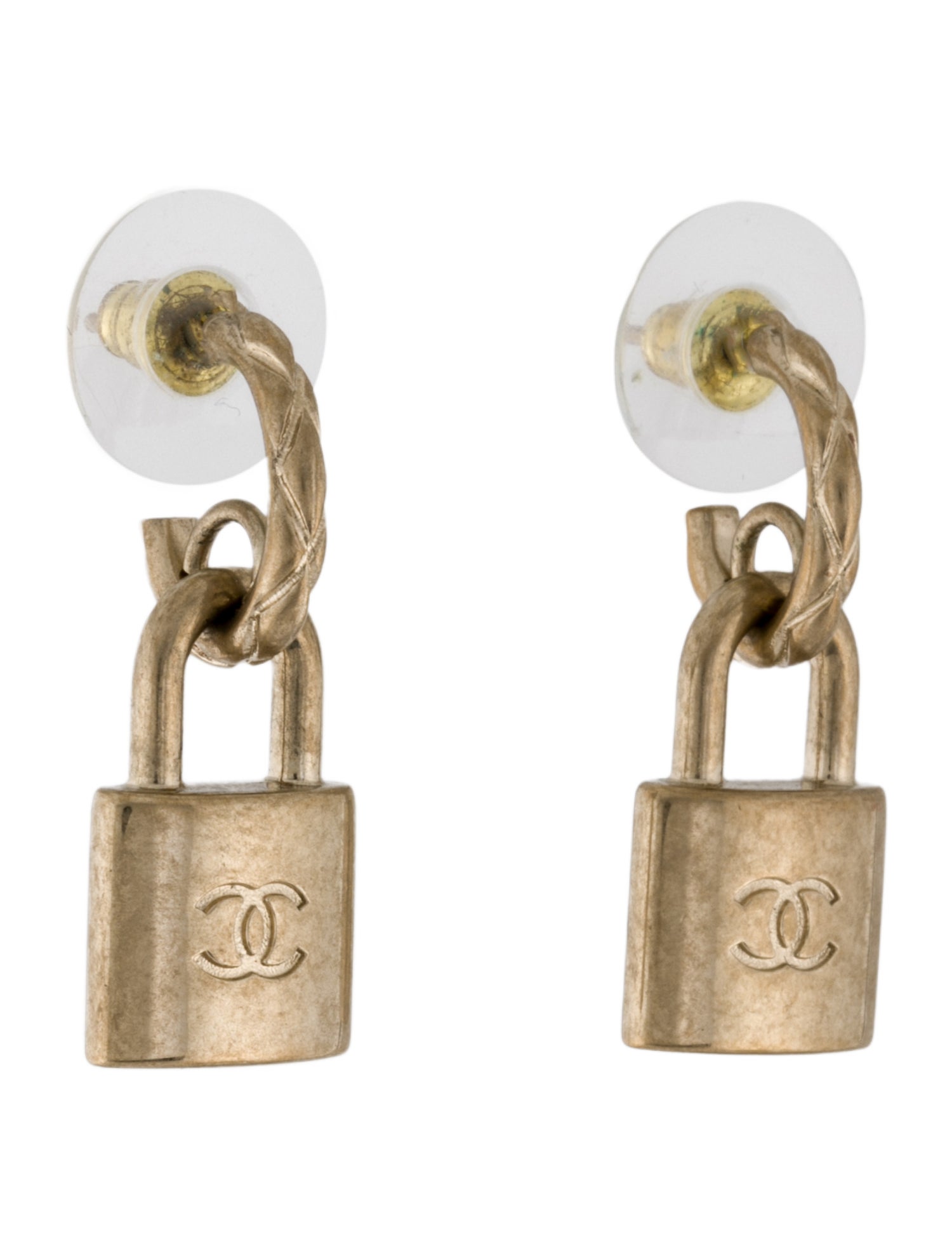 Chanel Padlock CC Drop Earrings