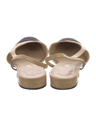 Chanel Interlocking CC Logo Leather Slingback Flats