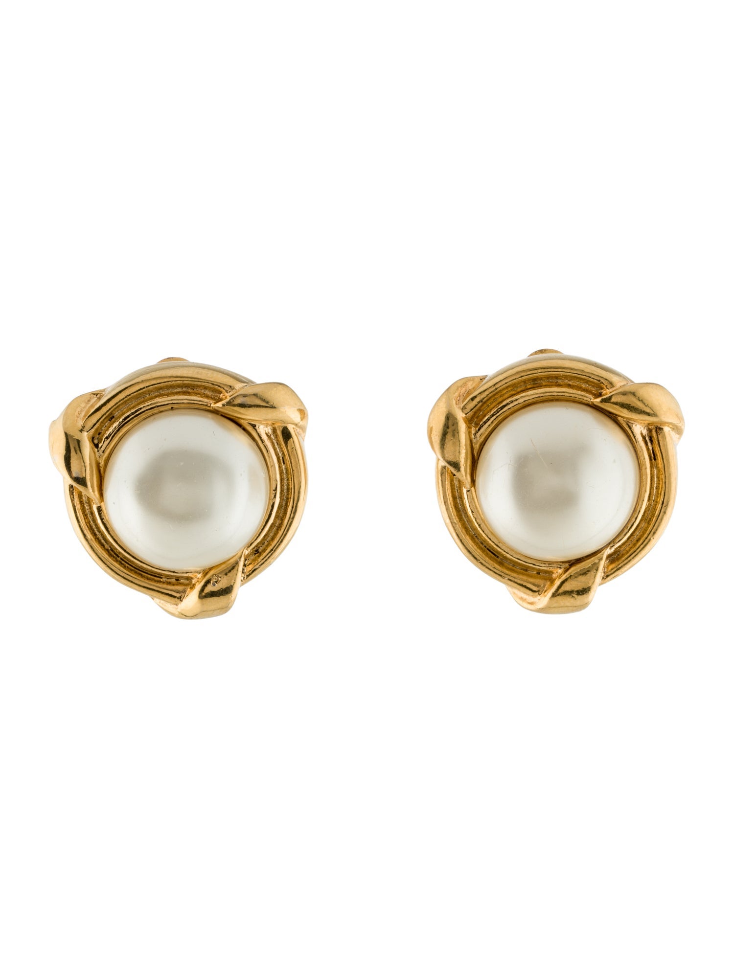 Chanel Vintage Faux Pearl Clip-On Earrings