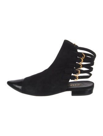 Chanel Interlocking CC Logo Suede Lace-Up Boots