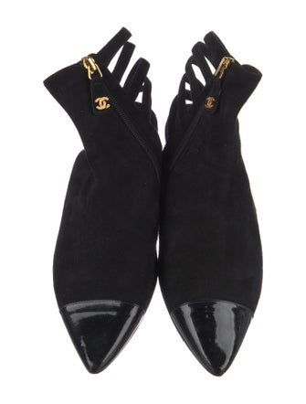 Chanel Interlocking CC Logo Suede Lace-Up Boots