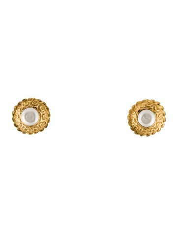 Chanel Clip-On Vintage Faux Pearl Earrings