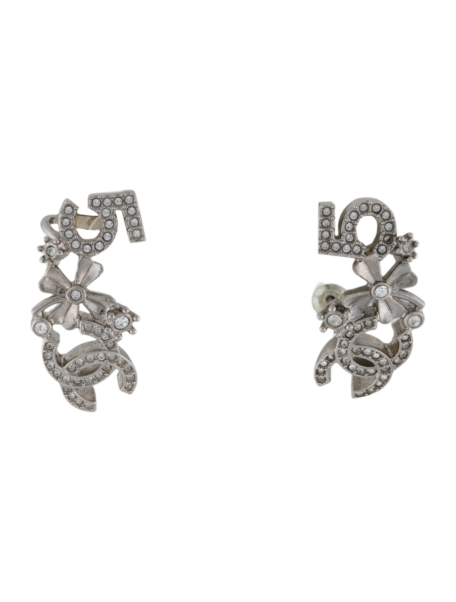 Chanel 2023 Strass CC Stud Earrings