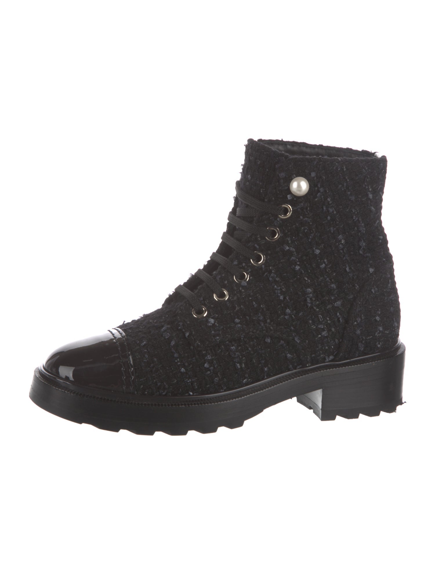 Chanel 2021 Interlocking CC Logo Combat Boots