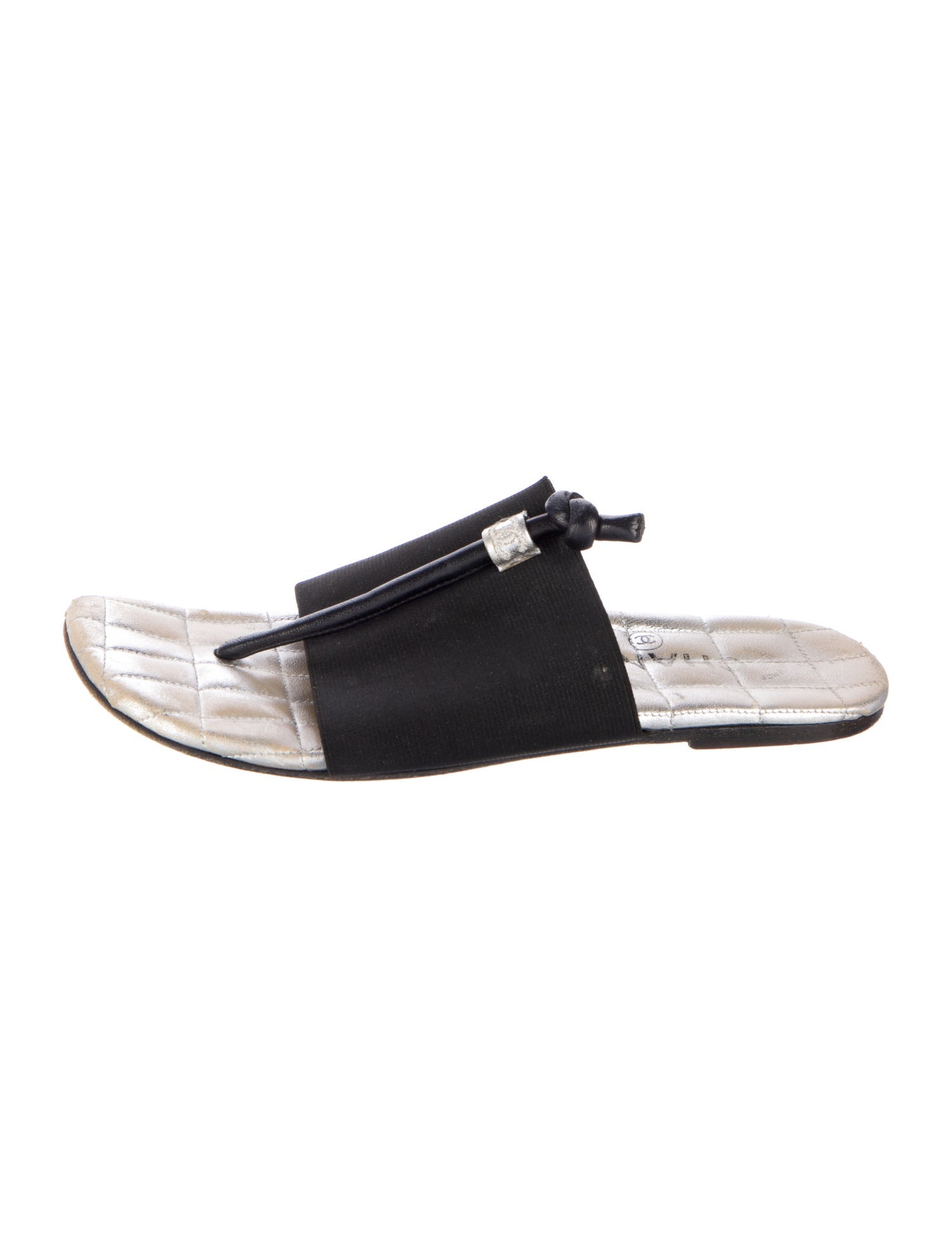 Chanel Interlocking CC Logo Leather Slides