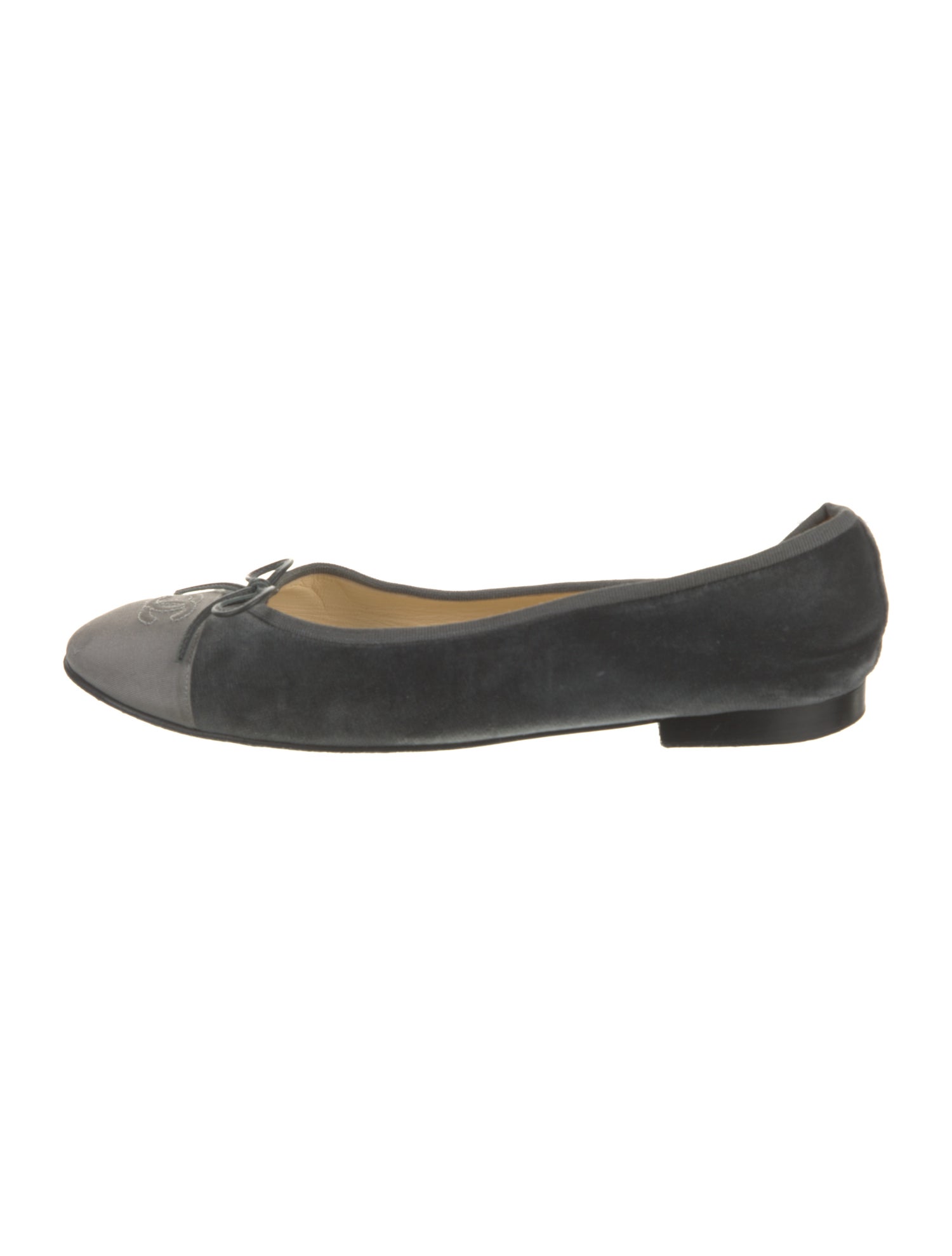 Chanel Interlocking CC Logo Velvet Ballet Flats