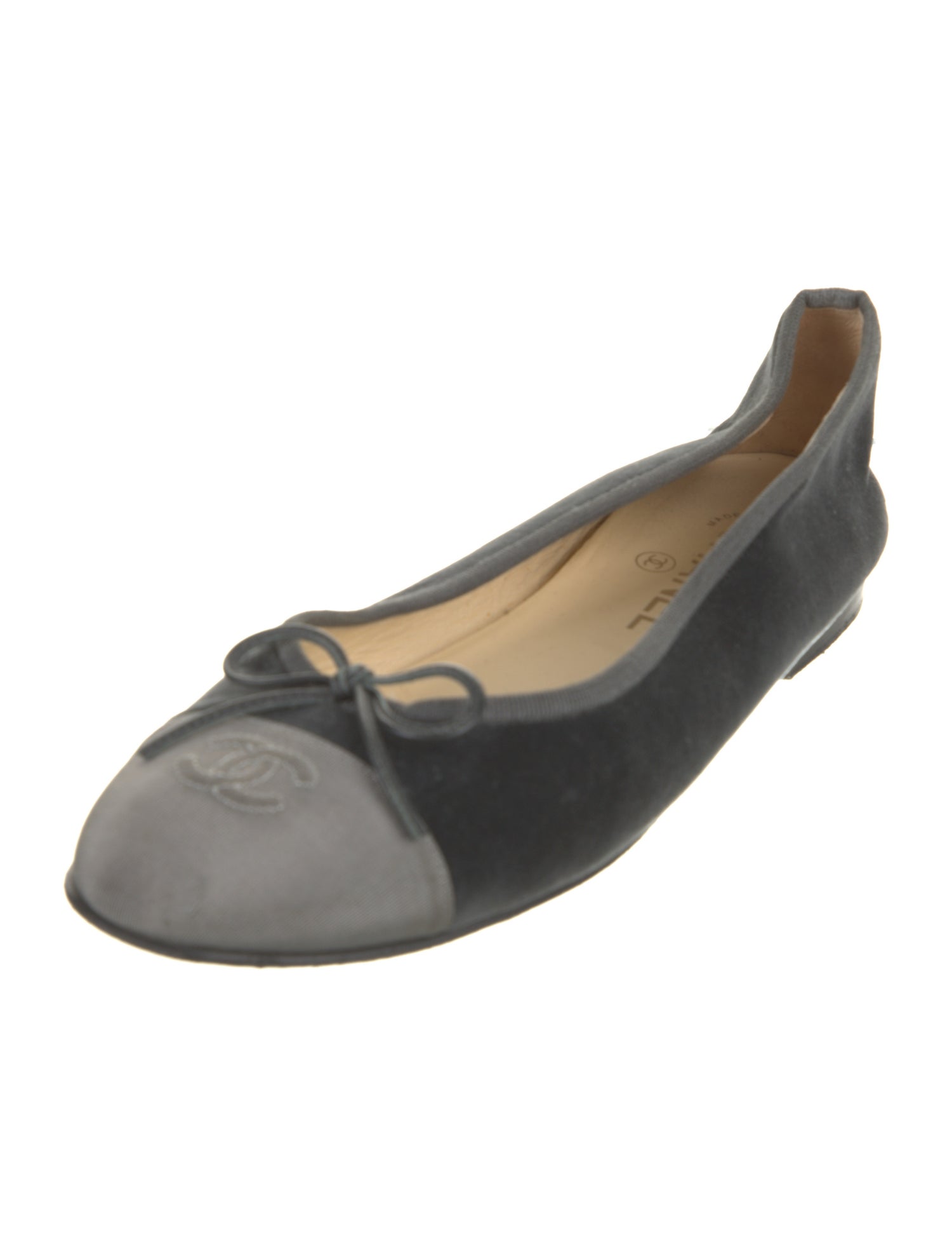 Chanel Interlocking CC Logo Velvet Ballet Flats