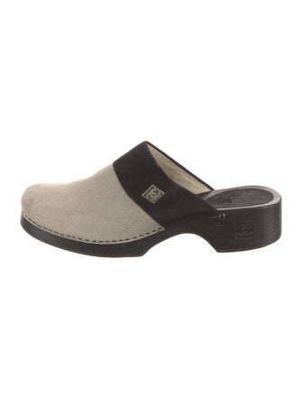 Chanel Interlocking CC Logo Suede Mules