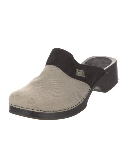 Chanel Interlocking CC Logo Suede Mules