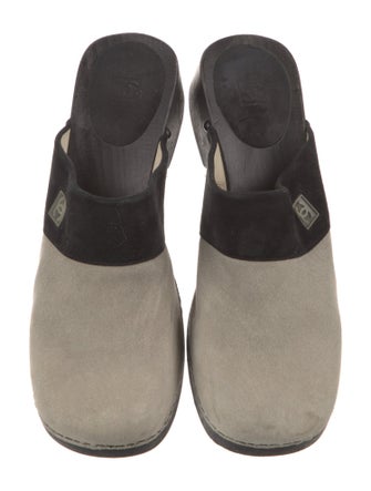 Chanel Interlocking CC Logo Suede Mules