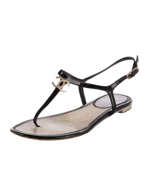 Chanel 2013 Interlocking CC Logo T-Strap Sandals