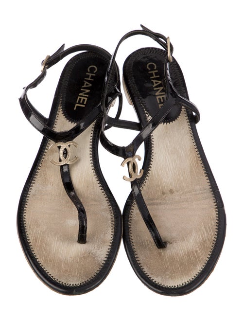 Chanel 2013 Interlocking CC Logo T-Strap Sandals