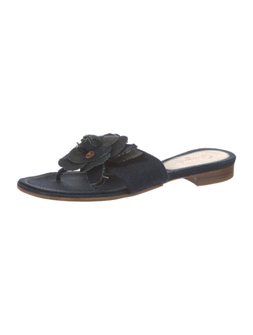 Chanel Camellia Accent Denim Slides