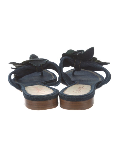 Chanel Camellia Accent Denim Slides