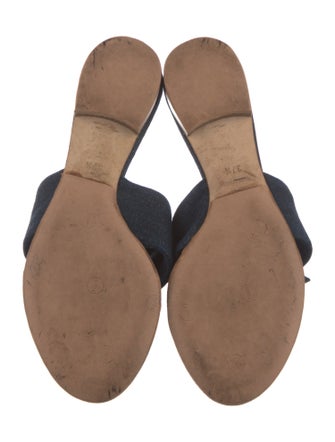 Chanel Camellia Accent Denim Slides