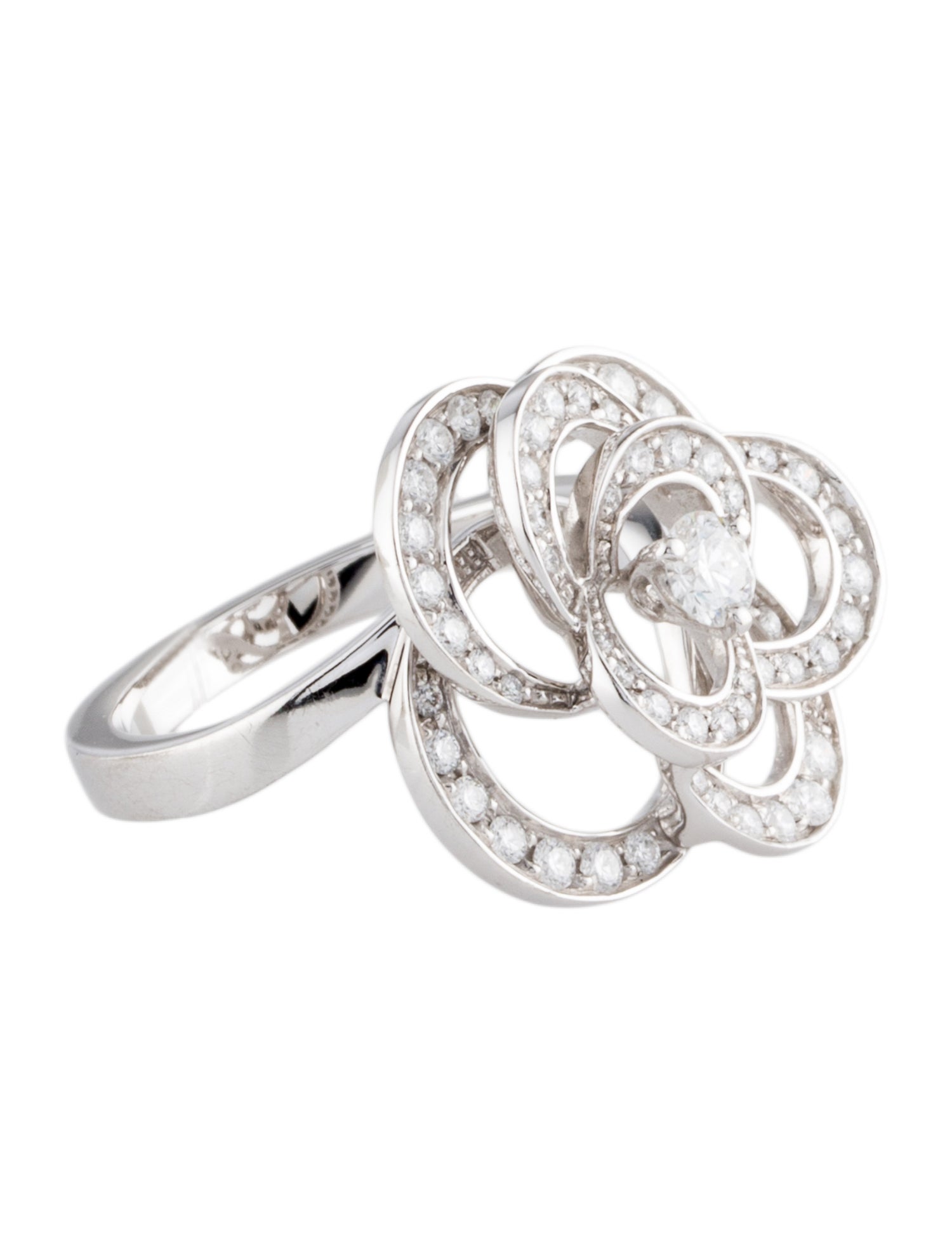 Chanel 18K Diamond Fil de Camelia Ring
