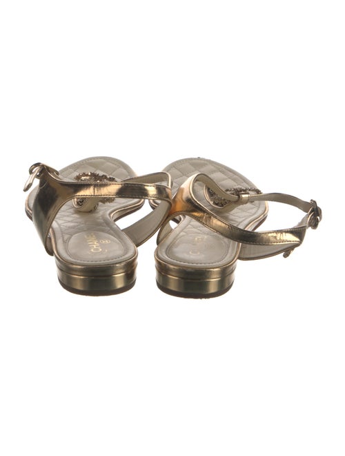 Chanel Interlocking CC Logo Leather T-Strap Sandals