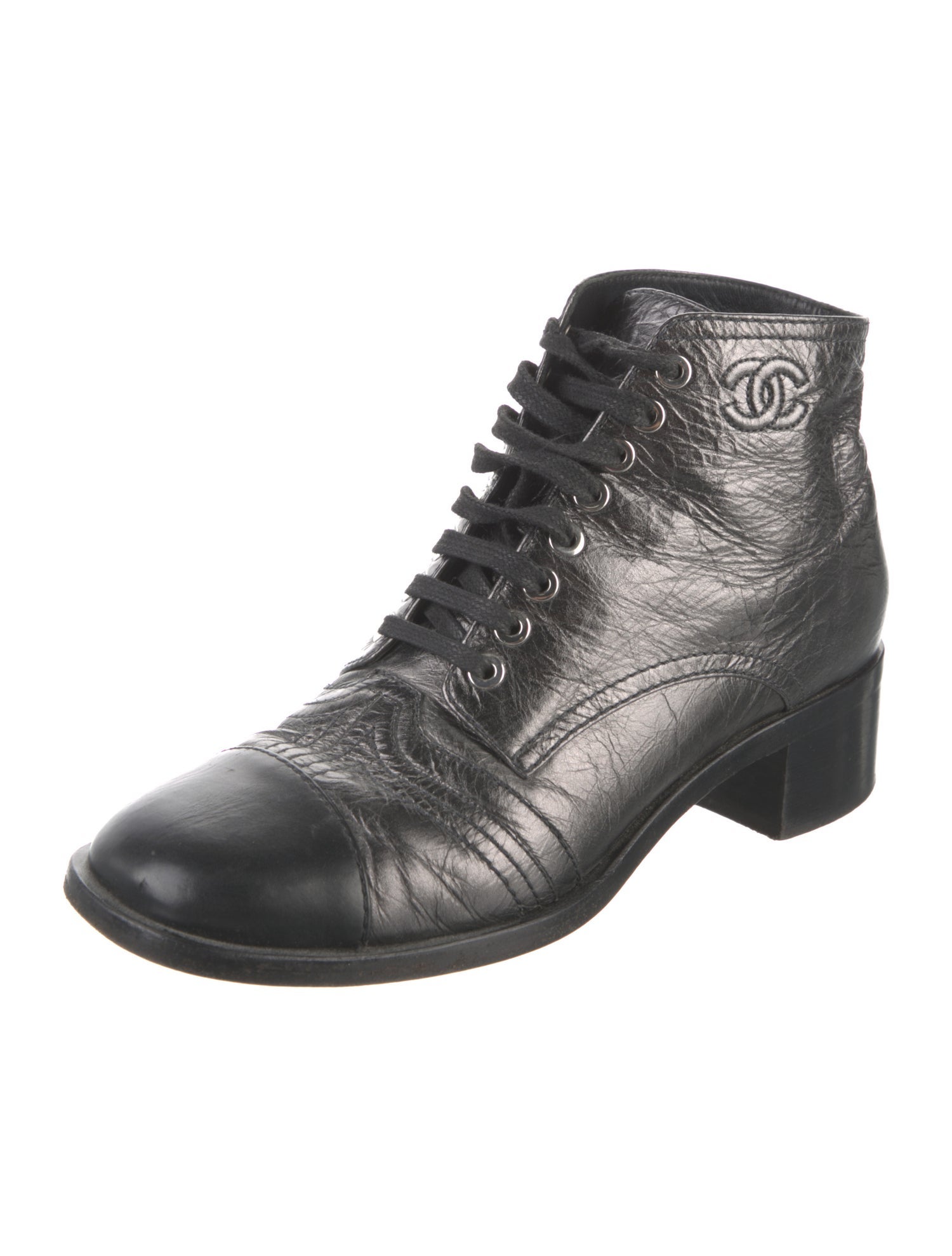 Chanel 2018 Interlocking CC Logo Combat Boots