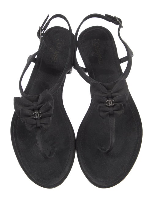 Chanel Interlocking CC Logo Leather T-Strap Sandals