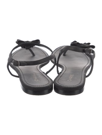 Chanel Interlocking CC Logo Leather T-Strap Sandals