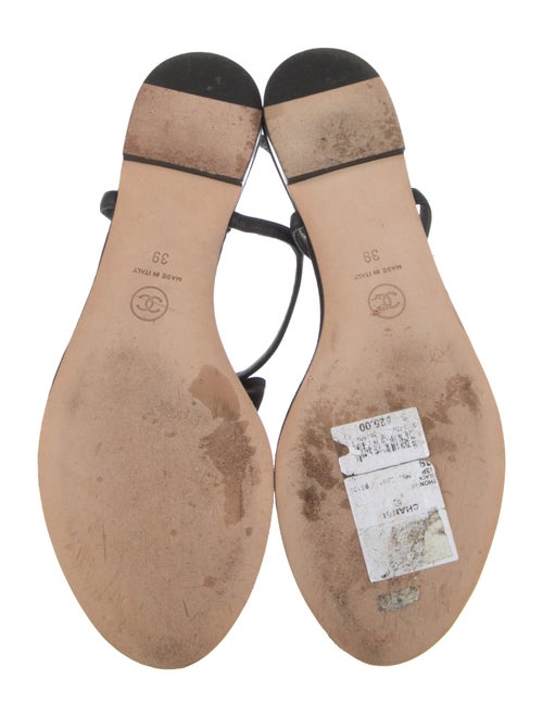 Chanel Interlocking CC Logo Leather T-Strap Sandals