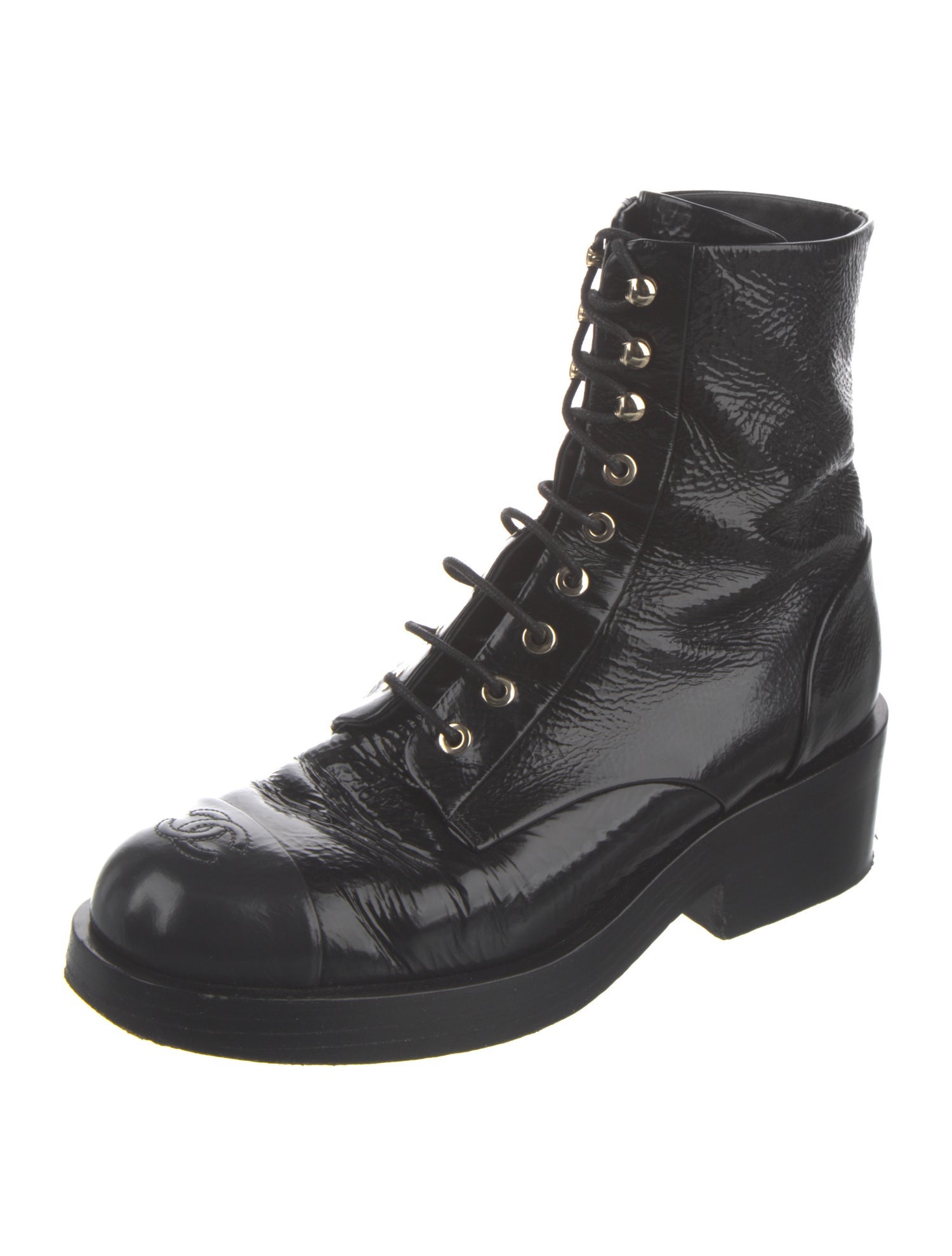 Chanel 2022 Interlocking CC Logo Combat Boots