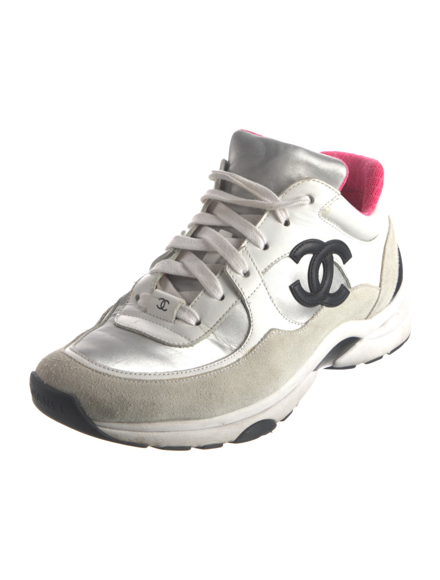 Chanel Interlocking CC Logo Leather Sneakers