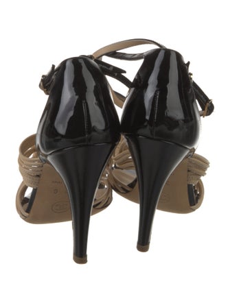 Chanel Interlocking CC Logo Lambskin T-Strap Sandals