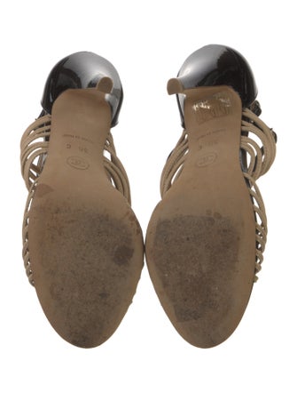 Chanel Interlocking CC Logo Lambskin T-Strap Sandals