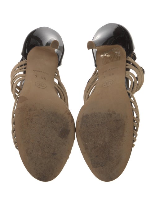 Chanel Interlocking CC Logo Lambskin T-Strap Sandals