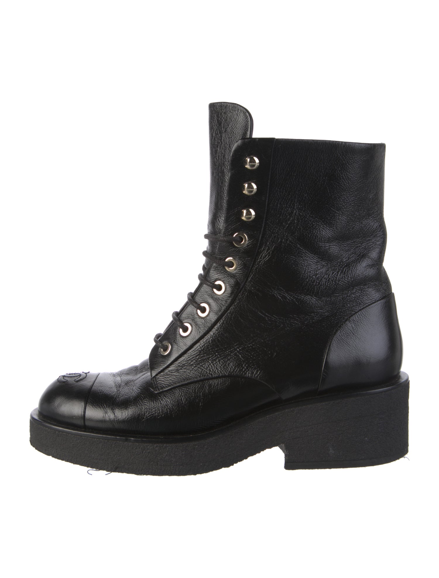 Chanel 2022 Interlocking CC Logo Combat Boots