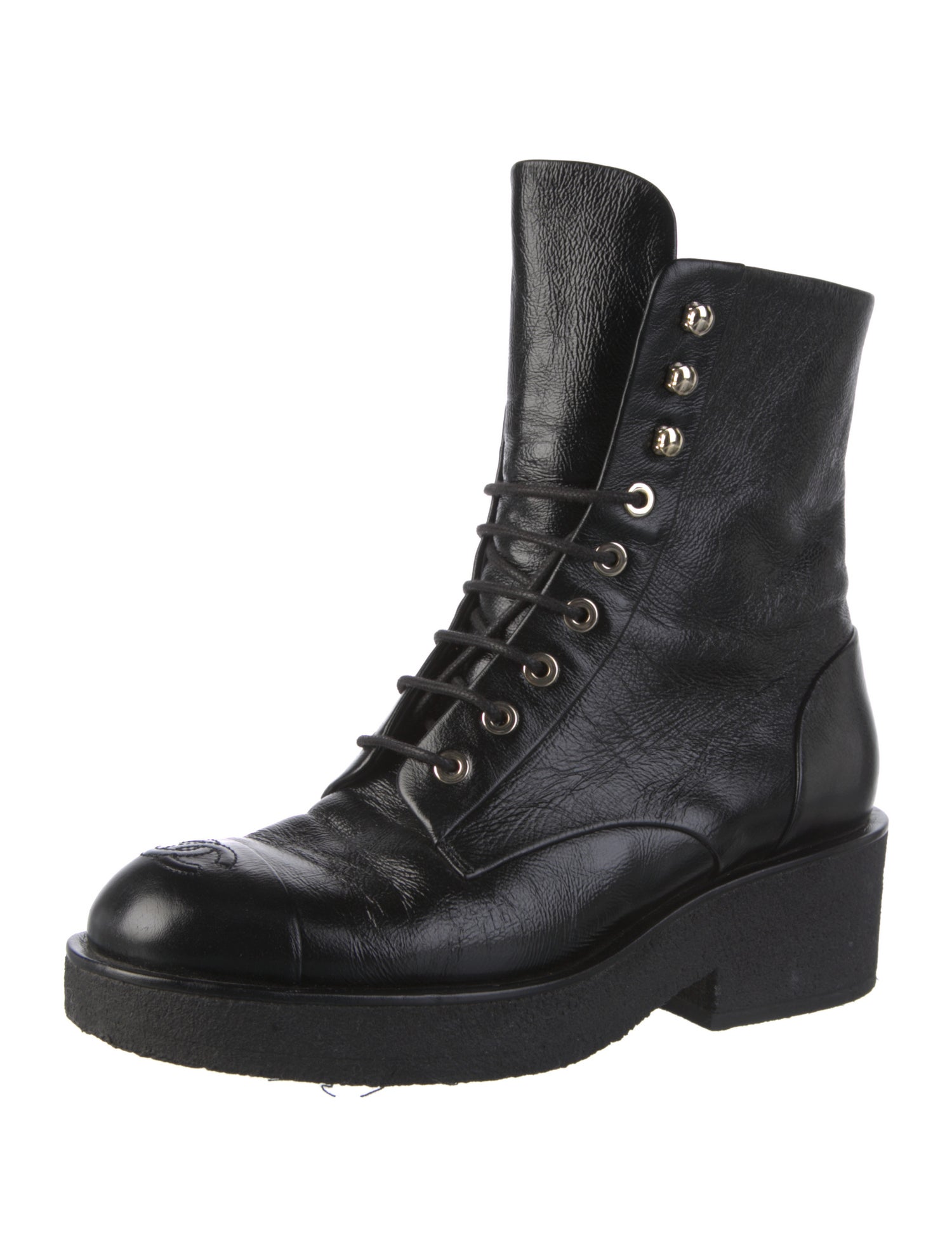 Chanel 2022 Interlocking CC Logo Combat Boots