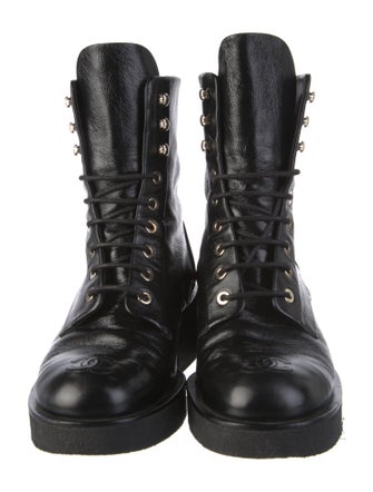 Chanel 2022 Interlocking CC Logo Combat Boots