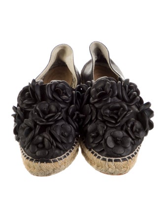 Chanel Interlocking CC Logo Leather Espadrilles