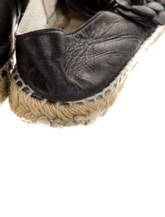 Chanel Interlocking CC Logo Leather Espadrilles
