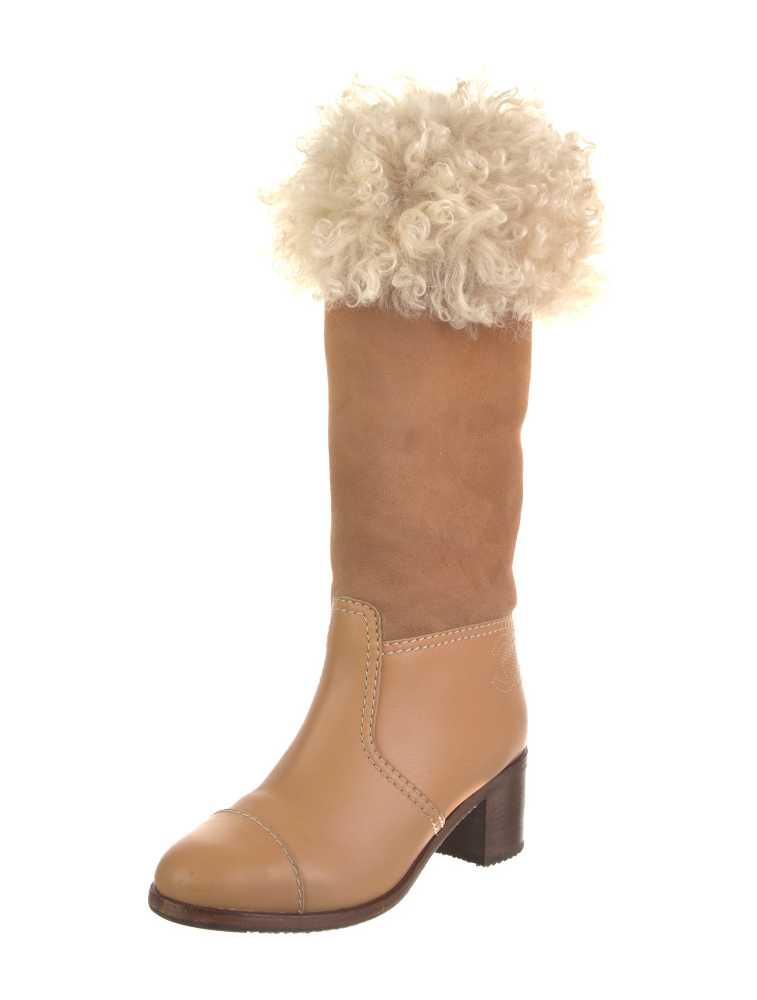 Chanel Interlocking CC Logo Suede Riding Boots