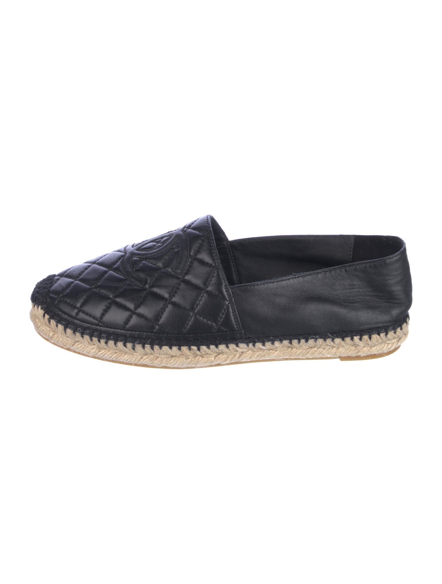 Chanel Interlocking CC Logo Leather Espadrilles