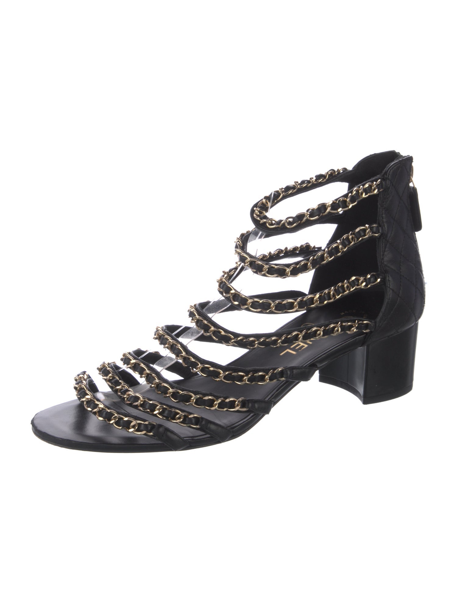 Chanel Interlocking CC Logo Leather Gladiator Sandals