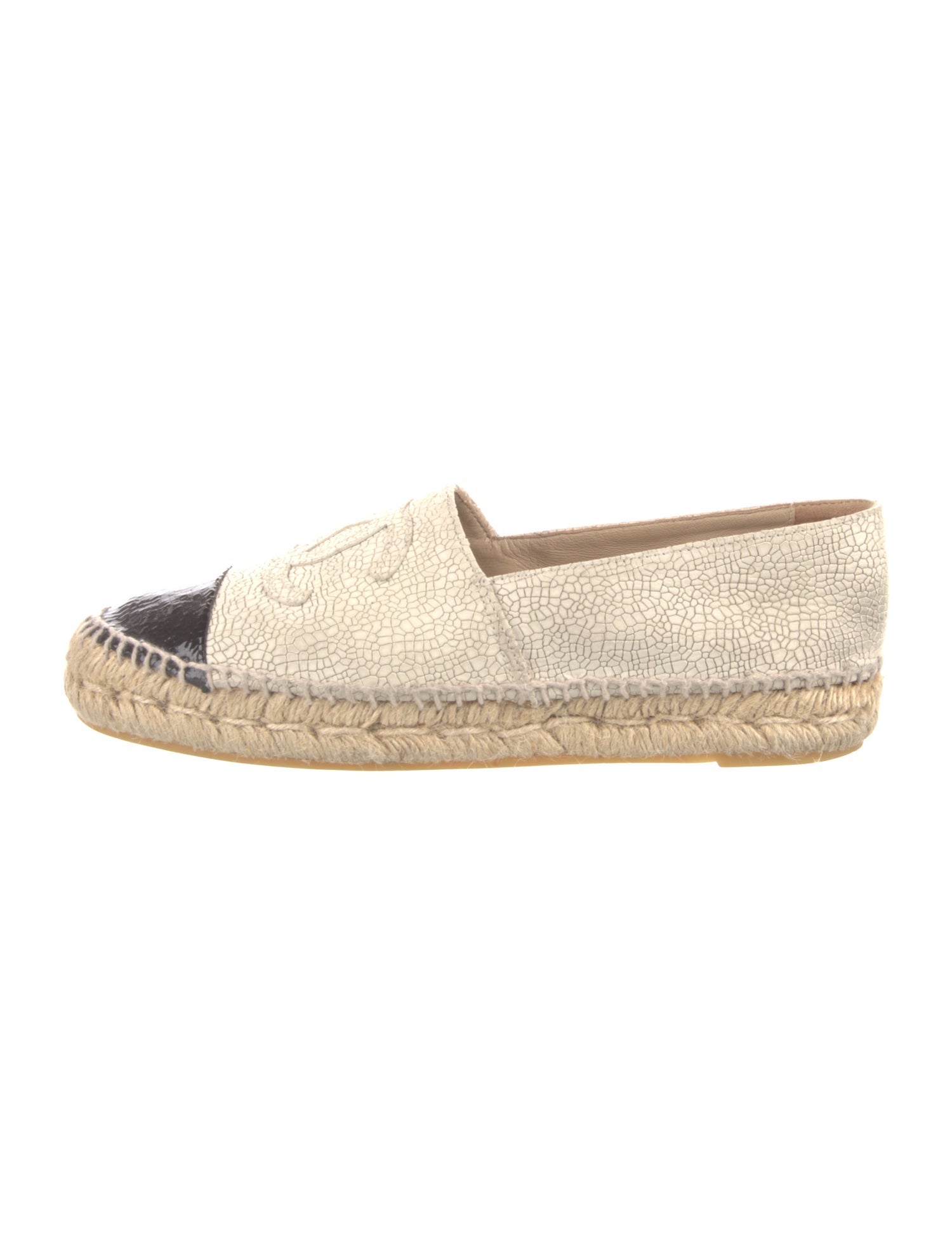 Chanel Interlocking CC Logo Leather Espadrilles