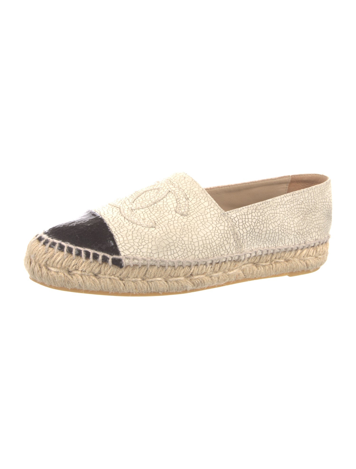 Chanel Interlocking CC Logo Leather Espadrilles