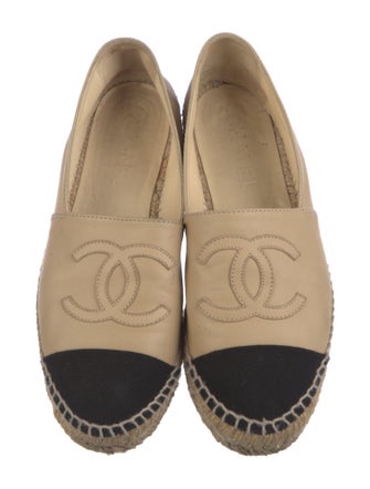 Chanel Interlocking CC Logo Leather Espadrilles